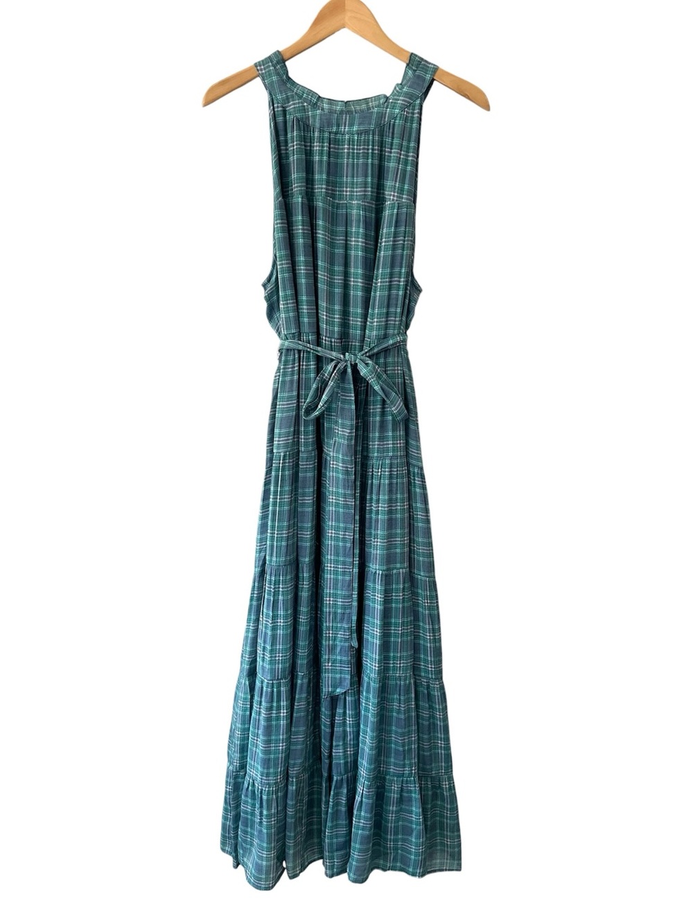 Torrid Lindsay high neck Tiered maxi Dress Size 3 3X blue green plaid tiered NWT